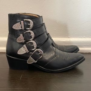 Toga Pulla Classic black cowboy buckle boots size 38
